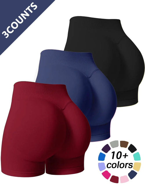 Women'S Multi-Piece Fitness Shorts, Seamless Stretch Tight Yoga Pants, Yoga Biker Shorts, High-Waisted Sun Protection, Tummy Control, Ideal for Workout & Casual Wear