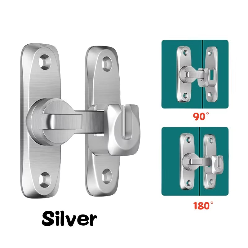 90/180 Degree Flip Door Lock Home Security Sliding Door Latch Small Gate Latches Hardware Anti-Theft Lock Zinc Alloy Door Bolts